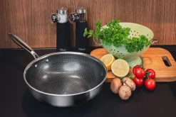 Hâws Woks<Sartén wok 28 cm hybrid coating Santo, Acero inoxidable Plateado