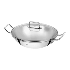 Zwilling Sartén wok Plus con tapa de vidrio Ø32 cm, Acero inoxidable Plateado New
