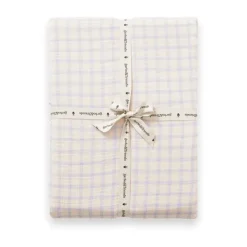 Garbo&Friends Ropa De Cama Infantil|Sábanas<Sábana ajustable Gingham Sky Blue Muslin, 180x200x30 cm Beige