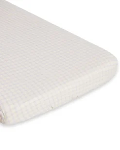 Garbo&Friends Ropa De Cama Infantil|Sábanas<Sábana ajustable Gingham Sky Blue Muslin, 180x200x30 cm Beige
