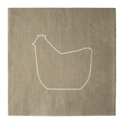 DBKD Servilleta de papel Happy hen 33x33 cm, set de 20, Brown Marrón Discount