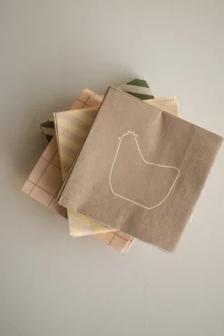 DBKD Servilleta de papel Happy hen 33x33 cm, set de 20, Brown Marrón Discount