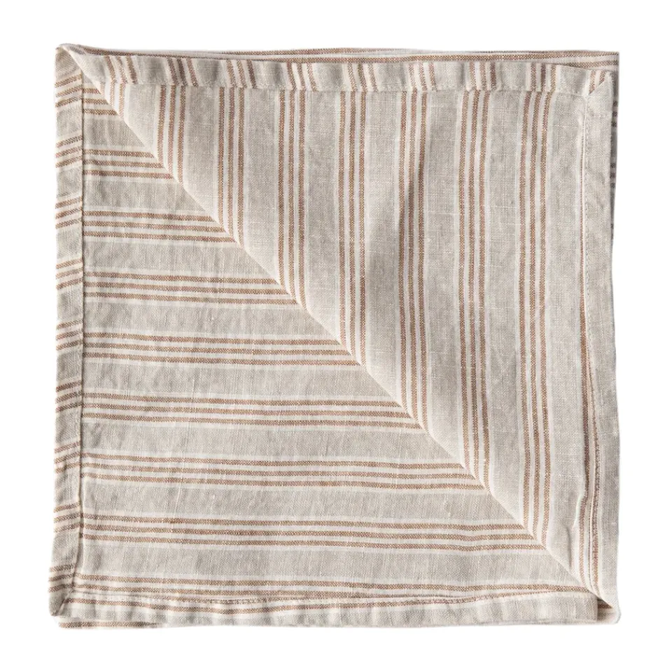 Tell Me More Servilletas De Tela|Servilletas De Tela<Servilleta Washed Linen, Rayas de avellana MarrónBeige