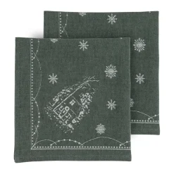 Wik & Walsøe Servilletas De Tela|Servilletas De Tela<Servilletas de tela Julemorgen 45x45 cm, 2-pack, Blanco-verde BlancoVerde