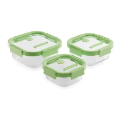 Lékué Recipientes Para Alimentos<Set 3 recipientes herméticos cuadrados, Verde