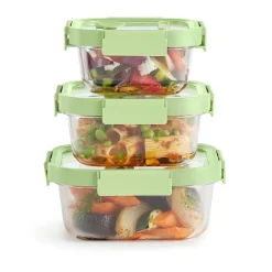 Lékué Recipientes Para Alimentos<Set 3 recipientes herméticos cuadrados, Verde