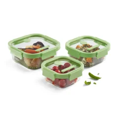Lékué Recipientes Para Alimentos<Set 3 recipientes herméticos cuadrados, Verde