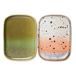 HKliving Set de 2 bandejas pequeñas 70's, Asteroids / Grass Multi Outlet