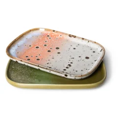 HKliving Set de 2 bandejas pequeñas 70's, Asteroids / Grass Multi Outlet