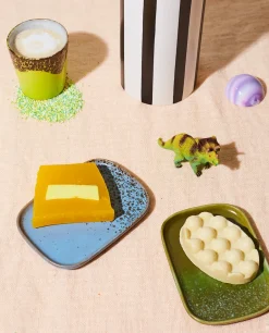 HKliving Set de 2 bandejas pequeñas 70's, Asteroids / Grass Multi Outlet
