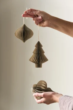 Scandi Living Set de 4 bolas de Navidad Spira, Crudo Beige Online