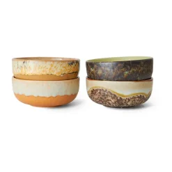 HKliving Boles Para Desayuno<Set de 4 boles para tapas 70's, Drift Multi