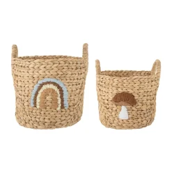 Bloomingville Almacenaje Infantil<Set de 2 cestas con asa Agnes, Arcoíris-seta BeigeMarrón
