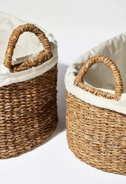 Humdakin Set de 2 cestas de colada bajas , Trenzada Beige Best