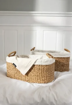Humdakin Set de 2 cestas de colada bajas , Trenzada Beige Best