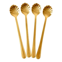 RICE Cucharillas De Café Y Té<Set de 4 cucharas de latte Seashell 19 cm, Gold Color dorado