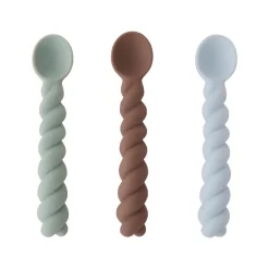OYOY Set de 3 cucharas Mellow, Dusty Blue-taupe-pale mint AzulMarrónVerde New