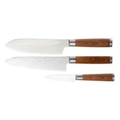Dorre Set de 3 cuchillos de cocina Yari, acero inoxidable Marrón New