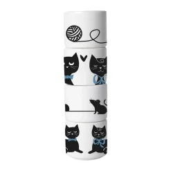Pluto Design Hueveras<Set de 4 hueveras Moomin love, Blanco-negro-azul BlancoNegro