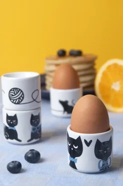 Pluto Design Hueveras<Set de 4 hueveras Moomin love, Blanco-negro-azul BlancoNegro