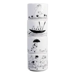 Pluto Design Set de 4 hueveras Mumin, blanco BlancoNegro