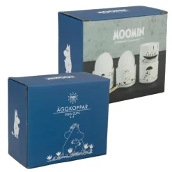 Pluto Design Set de 4 hueveras Mumin, blanco BlancoNegro