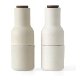 Audo Copenhagen Set de 2 molinillos de especias Bottle Grinder cerámica, Sand (tapa de nogal) BeigeGris