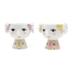 Bjørn Wiinblad Set de 2 portavelas Eva Ø6,5 cm, Amarillo-lavanda AmarilloPúrpura New