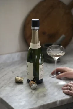 Sagaform Utensilios De Vino Y Bar<Set de 2 tapones para vino y champagne Axel, negro-plata NegroPlateado