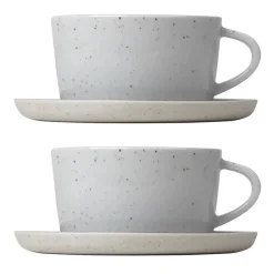 Blomus Set de 2 taza de té y platillo Sablo 25 cl, Cloud Gris Clearance