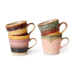 HKliving Tazas De Café<Set de 4 tazas de capuchino 70's, Vista Multi