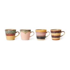 HKliving Tazas De Café<Set de 4 tazas de capuchino 70's, Vista Multi