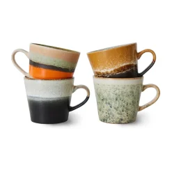 HKliving Set de 4 tazas de capuchino 70's, Verve Multi Hot