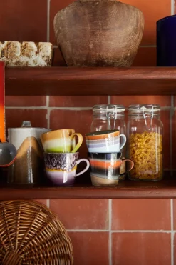 HKliving Set de 4 tazas de capuchino 70's, Solid Multi