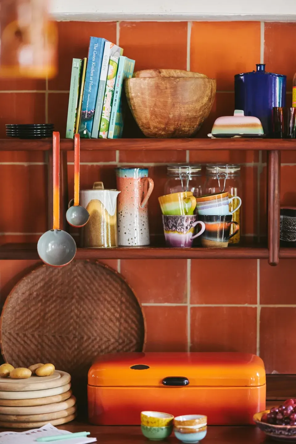 HKliving Set de 4 tazas de capuchino 70's, Solid Multi