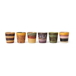 HKliving Set de 6 tazas 70's, Valley Multi New