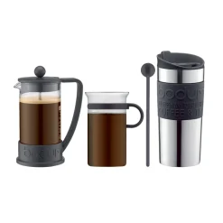 Bodum Set de café con cafetera de émbolo, taza, taza de viaje y cuchara, Negro Online