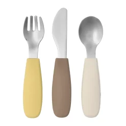 Scandi Living Set de cubiertos Dine de silicona de 3 piezas, Taupe Amarillo New