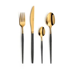 Amefa Cuberterías Combinadas<Set de cubiertos Soprano 16 piezas, Latón negro NegroColor dorado