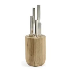 Serax Juegos De Cuchillos De Cocina<Set de cuchillos con bloque de cuchillos Base 5 piezas, Wood-steel grey Plateado