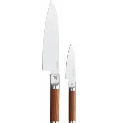Fiskars Set de cuchillos, cuchillo de chef + cuchillo para verduras Norden 2 piezas, Acero inoxidable-abedul MarrónPlateado Clearance