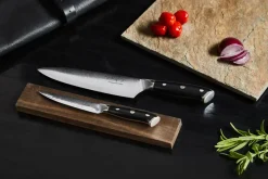 Hâws Set de cuchillos de chef y universales Damascus de , 2 piezas, Negro-acero inoxidable NegroPlateado