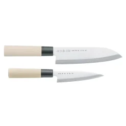 Satake Set de cuchillos petty y santoku Houcho, 2 piezas BeigePlateadoNegro Discount