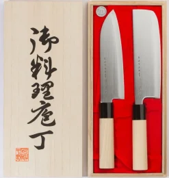 Satake Juegos De Cuchillos De Cocina|Cuchillos Japoneses<Set de cuchillos santoku y nakiri Houcho, 2 piezas Beige