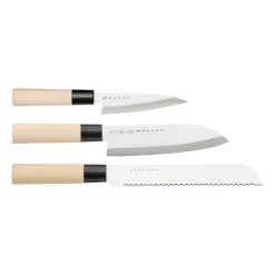 Satake Cuchillos Japoneses|Juegos De Cuchillos De Cocina<Set de cuchillos Houcho 3 piezas, Hi Carbon Steel Plateado