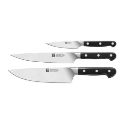 Zwilling Juegos De Cuchillos De Cocina<Set de cuchillos Pro 3 piezas, Negro-acero inoxidable Plateado