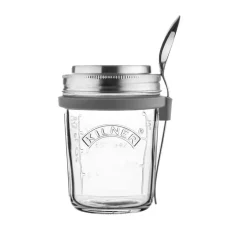 Kilner Set de desayuno cuenco de vidrio + cuchara, 0,35 L PlateadoTransparente Online