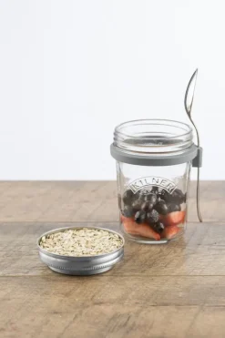 Kilner Set de desayuno cuenco de vidrio + cuchara, 0,35 L PlateadoTransparente Online