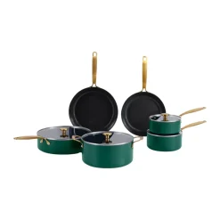 Combekk Baterías De Cocina<Set de ollas y sartenes Element, 10 piezas, Holly Green VerdePlateadoColor dorado