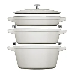 STAUB Set de ollas y sartenes apilables 5 piezas, White truffle Blanco Clearance